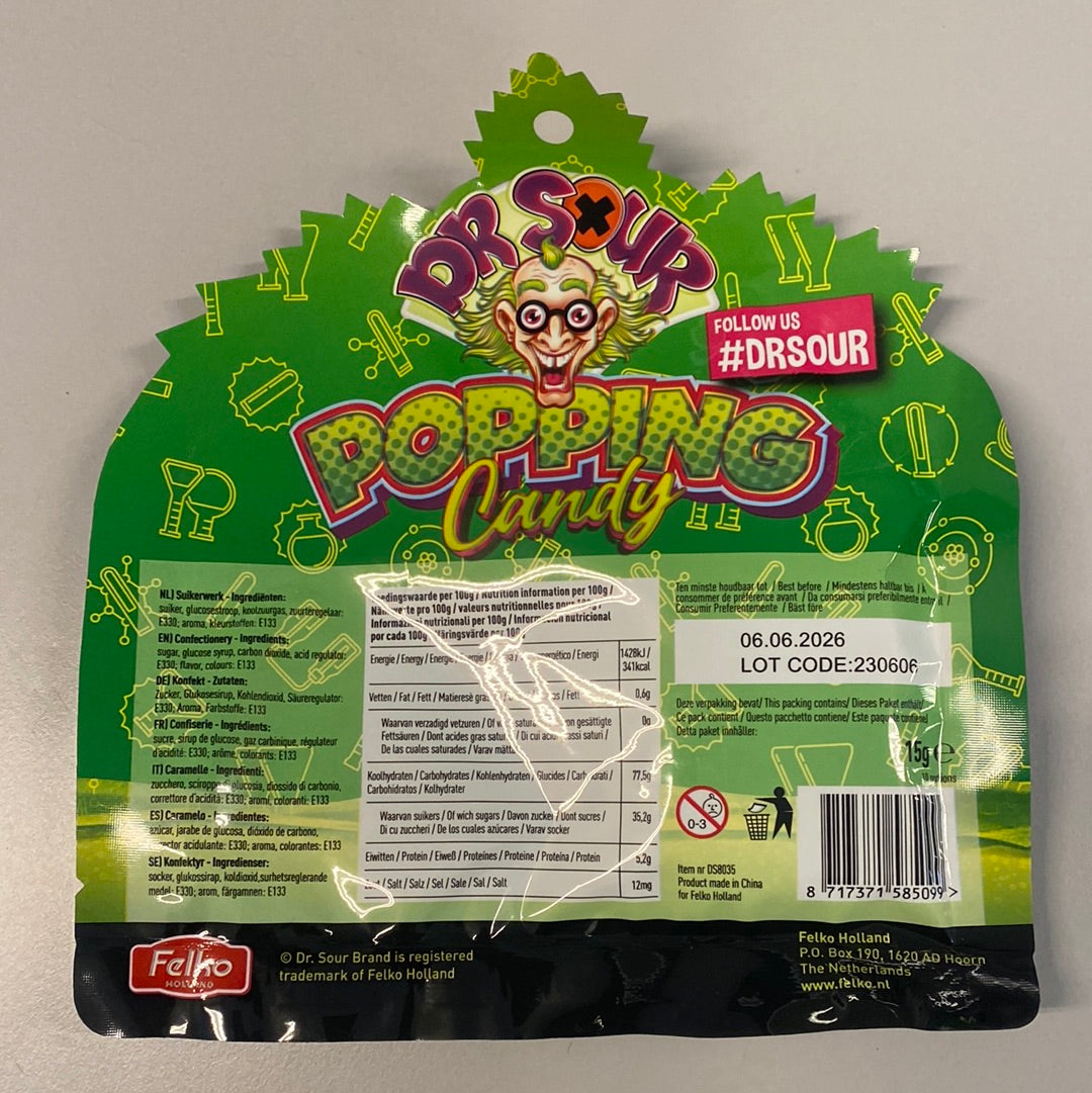 Dr Sour Popping Candy blue raspberry (utsalg)