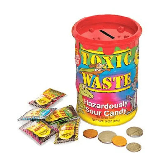 TOXIC WASTE TYE DYE MONEY BANK 84g - Sparebøsse med godteri! (Kort holdbarhet - mars25)