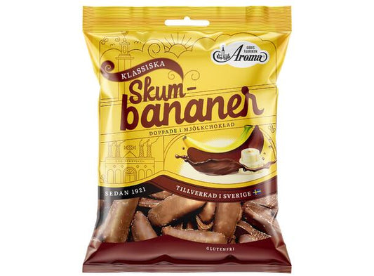 Aroma Klassiske skumbananer med sjokolade trekk (100g)