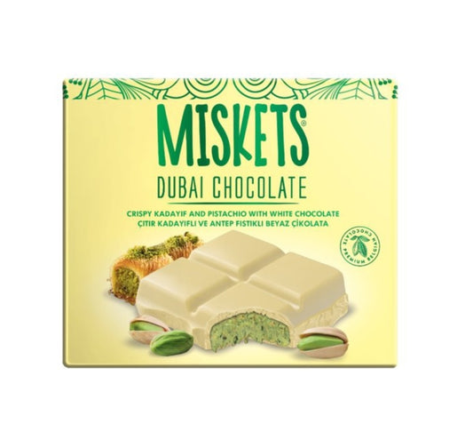 Miskets Dubai white Chocolate Crispy Kadayif and pistachio (100g)
