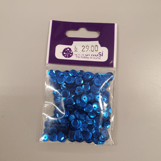 Paljetter 6mm blå