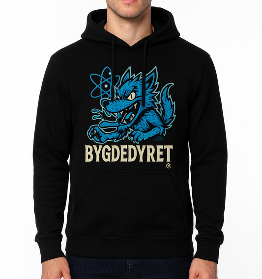 Bygdedyret hettegenser blått motiv