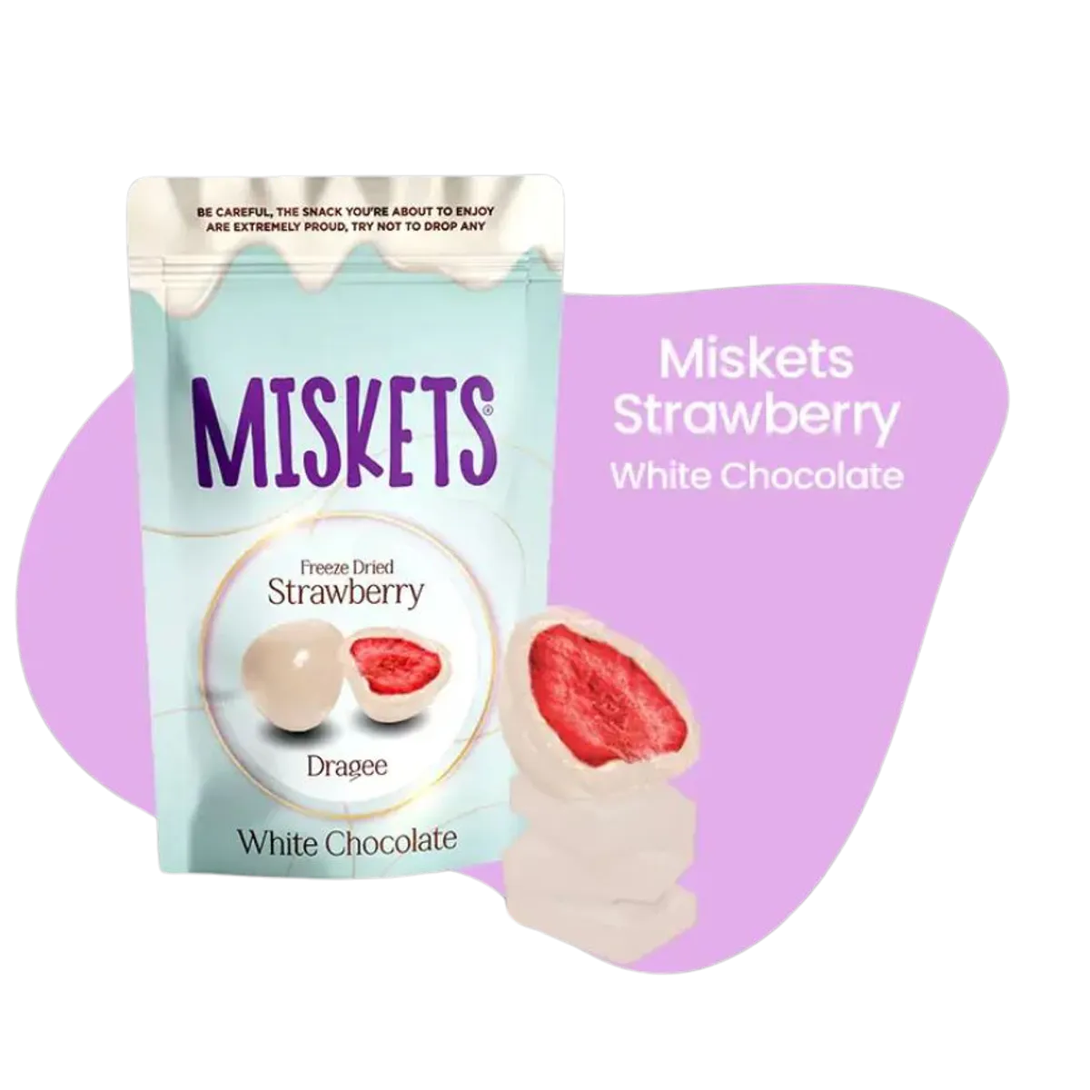 MISKETS WHITE CHOCOLATE COVERED FREEZE-DRIED STRAWBERRY 80g