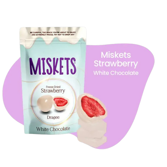 MISKETS WHITE CHOCOLATE COVERED FREEZE-DRIED STRAWBERRY 80g