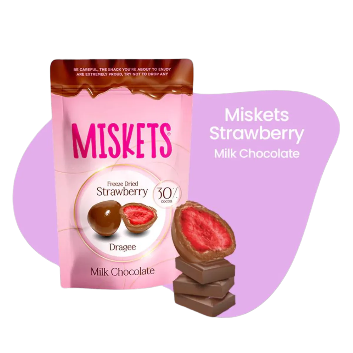 MISKETS MILK CHOCOLATE COVERED FREEZE-DRIED STRAWBERRY 80g